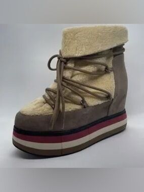 Paloma Barcelo Kiran Suede & Faux Fur Platform Boots Sz-39
